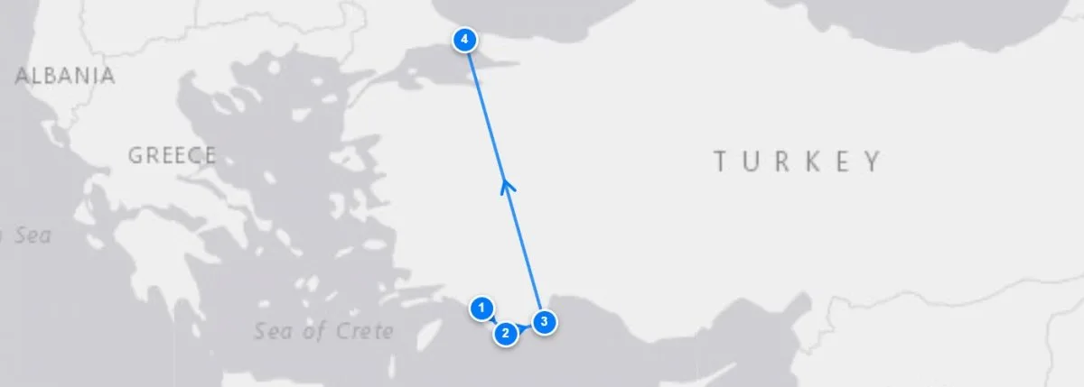 Mediterranean Encounters route map